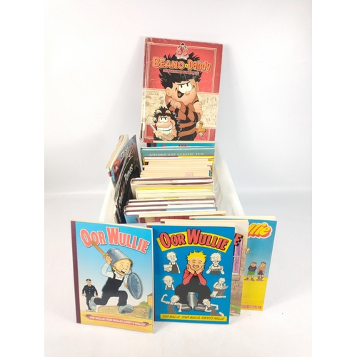 279 - A large collection of OOR WULLIE, THE BROONS, BEANO and DANDY annuals to include 10 Oor Wullies, 11 ... 