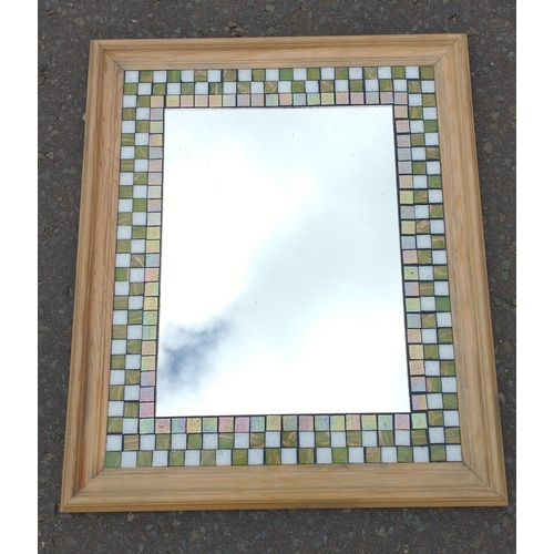 298 - A top quality wall mirror made by a member of Blind Veterans UK, wooden frame measures 65x55cm appro... 