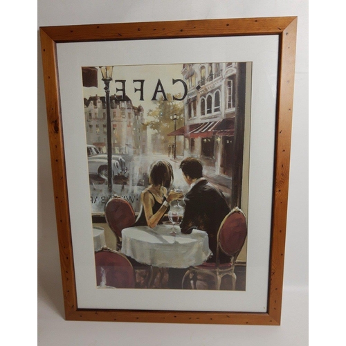 310 - A framed print of RENOIR's Dance at Bougival frame size 79x49cm, an unframed canvas print of the Eif... 