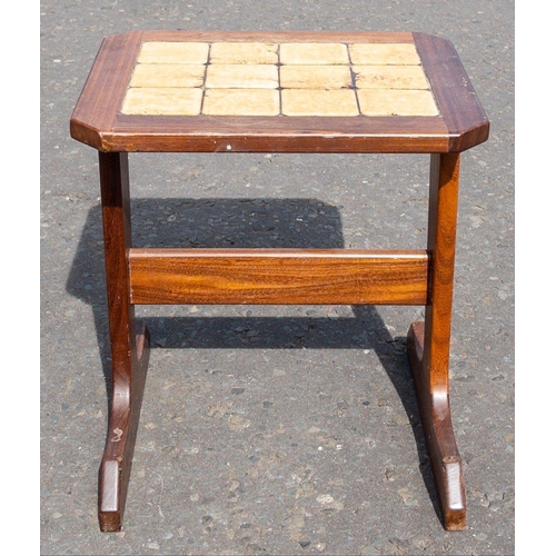 323 - A small GPLAN tiled side table - GPlan label to base - height 50cm x36cm x 29cm approx#335