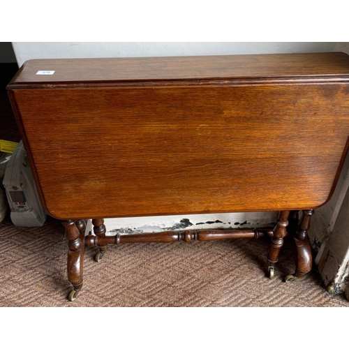 350 - A fine example of a VICTORIAN gate-leg slim-line table on original ceramic castors - table unfolded ... 