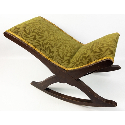 360 - An Edwardian GOUT STOOL with drab olive covering and gilt edging.  Nicely constructed item, stands a... 