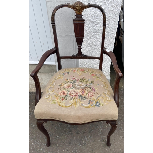 367 - A quality vintage dining carver chair with tapestried seat pad - really nice quality!#379