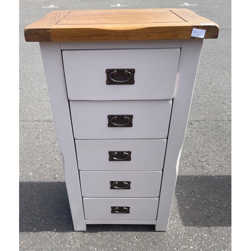 371 - Part of a bedroom set - a five drawer chest of drawers finished in light grey - height 100cm x width... 