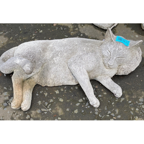 400 - Pick a sunny spot for this sleeping cat resting on a ball of wool garden ornament  46cm long#414