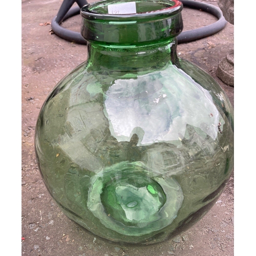 402B - A nice green glass large FEATURE bottle - dimensions 35cm height x 30cm diameter#418