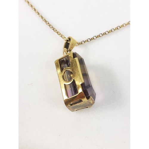 41 - An AMATRINE pendant in gilt setting on a gilt chain made bespoke  by ALCHEMIA GALLERY OF Edinburgh S... 