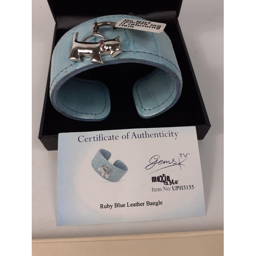 51 - An interesting GEMS TV Ruby Blue Leather Bangle in original box with COA and a really lovely bracele... 