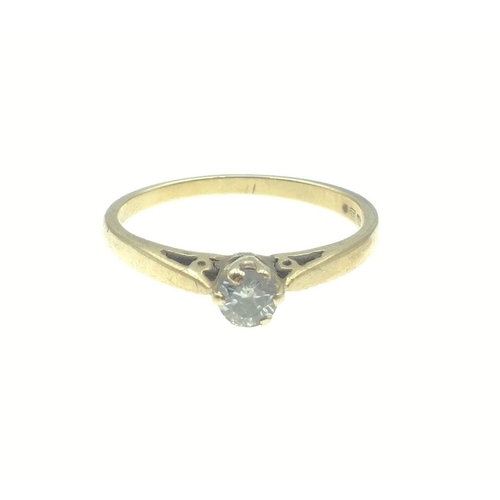 7 - A 9ct Gold ring (375 stamped) set with a single 3mm diameter single solitaire diamond.  Ring Size Q.... 