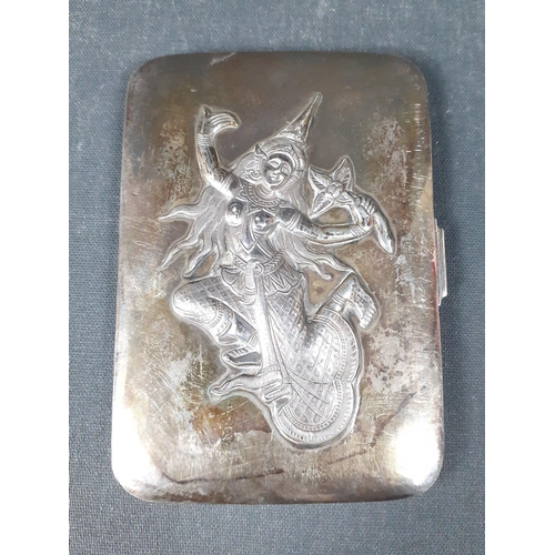 74 - A superb SIAMESE Sterling silver cigarette case in lovely condition.  Very attractive raised traditi... 