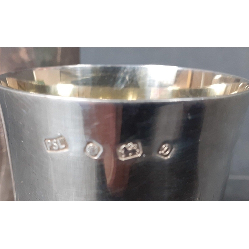 77 - An impressive 999 solid silver beaten finish beaker with full hallmarks for London 2004, H.S. Makers... 