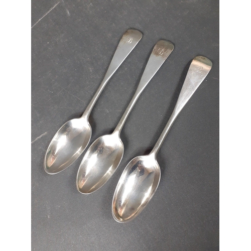 80 - A rare find indeed !  Three Solid Silver large Georgian table spoons.  All carry full Edinburgh hall... 