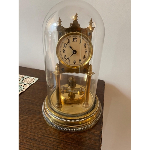 94 - A nice glass domed brass clock. Badische Badenia Uhrenfabrik 400 day Anniversary Glass Dome Clock. c... 