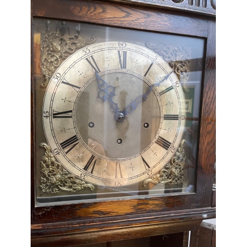 96 - A c1930's Grandfather clock by Hamilton and Inches of Edinburgh with original winder key - dimension... 