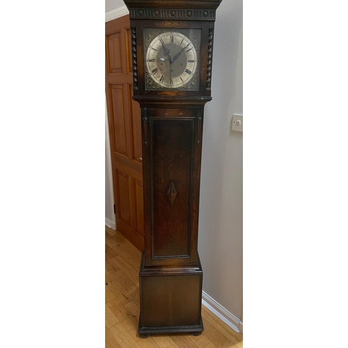 96 - A c1930's Grandfather clock by Hamilton and Inches of Edinburgh with original winder key - dimension... 