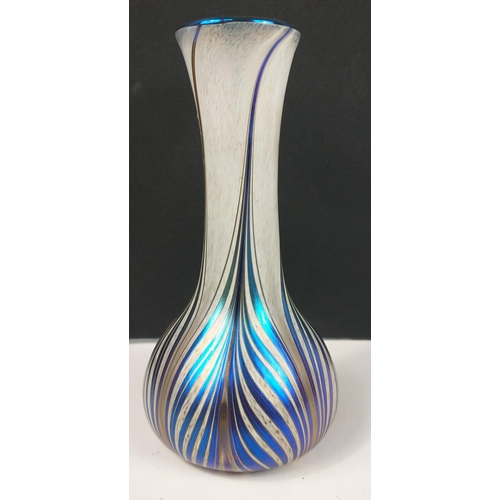 98 - An iridescent ADRIAN SANKEY Art Deco vase standing 17cm tall in shades of silver and blue, no chips,... 