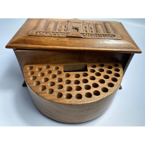 108 - QUITE UNIQUE - A nice Indian TAJ MAHAL teak style cigarette box dimensions 20cm x 10cm x height 11cm... 