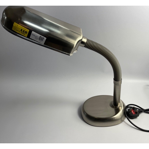 110 - A nice condition electric BENDY stainless steel table reading or needle-work lamp with a wee switch ... 