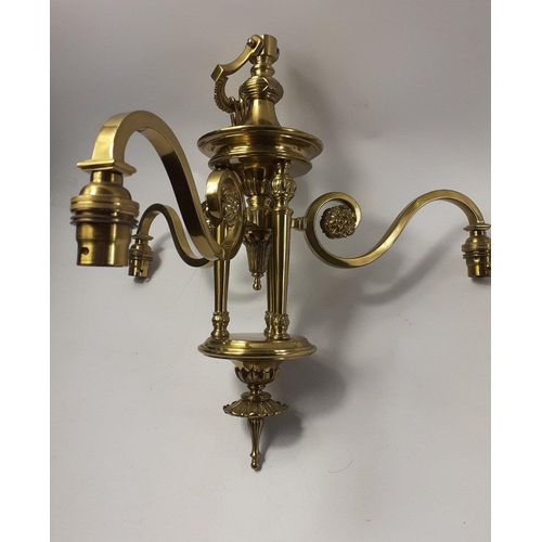 146 - Two brass ceiling lamps each with 3 arms, approx 40cm long#131