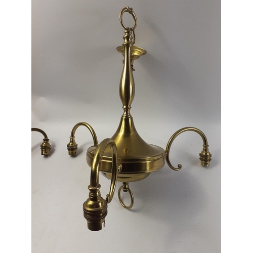 146 - Two brass ceiling lamps each with 3 arms, approx 40cm long#131