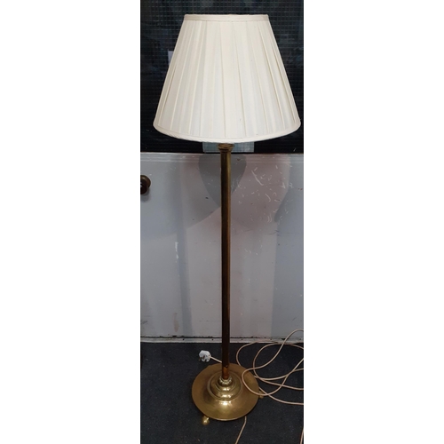 155 - A quality circa 1930's brass standard lamp ca. 1930s with cream shade. 142cm high to top of shade ap... 