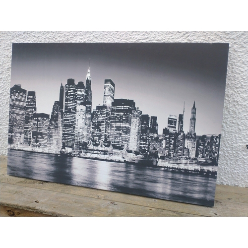 193 - A SUPER-LARGE waterside city scape canvas to add character to any blank wall or man cave, measures 1... 