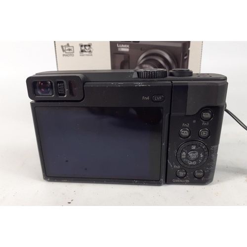 206 - A PANASONIC DC-TZ90 digital camera in original box , the camera has a battery and SD card though no ... 