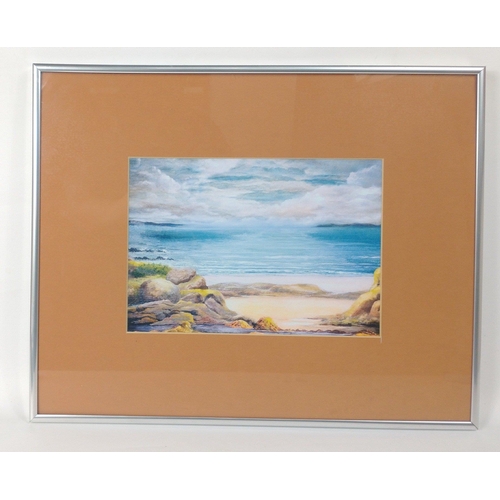 21 - A framed original seashore scene, frame size 51x41cm, visible work 28x20cm by a local Peebles artist... 