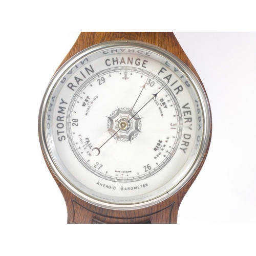 232 - An attractive and complete English Made Aneroid Banjo Barometer.  Complete and working, all glass in... 