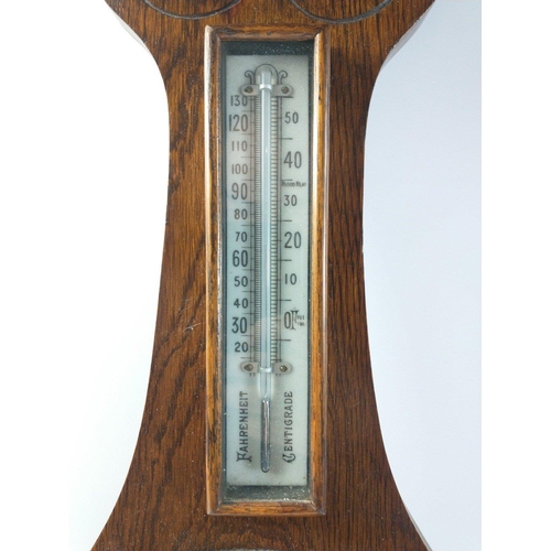 232 - An attractive and complete English Made Aneroid Banjo Barometer.  Complete and working, all glass in... 