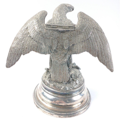 233 - A stunning silver plated EAGLE INKWELL by JAMES DEAKIN & SONS Sheffield.    Superbly well modell... 