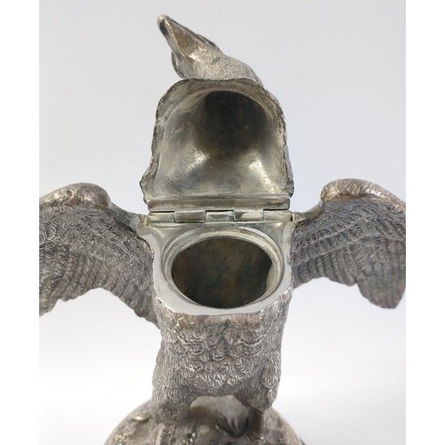 233 - A stunning silver plated EAGLE INKWELL by JAMES DEAKIN & SONS Sheffield.    Superbly well modell... 