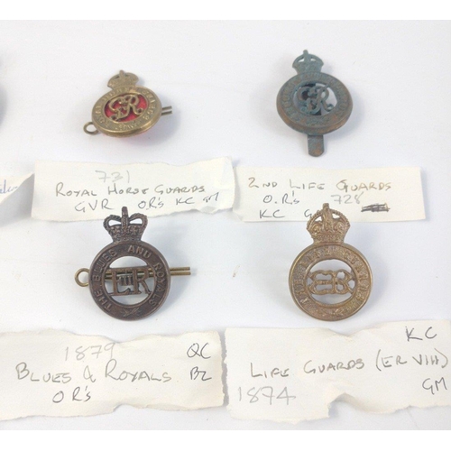 238 - A collection of original Life Guards and Royal Horse cap badges to include GRV Household Battalion B... 