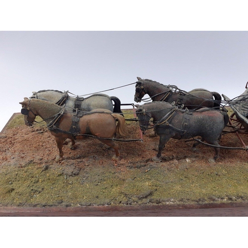 240 - Diorama mounted scene, period ROYAL MAIL coach No 14 die-cast hand painted figures with coach in Roy... 