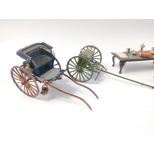 245 - TWO Die-cast model horse-drawn items to include an army caisson and a buggy - no makers details come... 