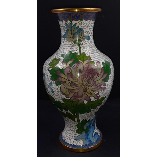 261 - A large cloisonne vase with a design of chrysanthemums stands 26cm high#241