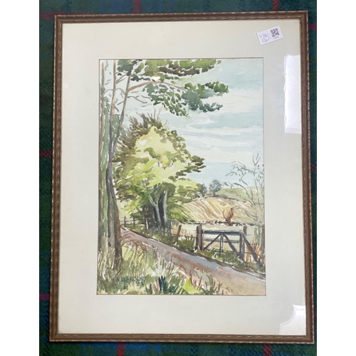 72 - A pastoral scene by H A BARCLAY (1953), frame size 52x41cm, visible work 38x26cm approx plus a print... 