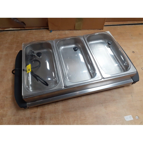 98 - Entertain with style - a Cooper's hostess hot tray buffet food warmer with 3 stainless steel dishes ... 