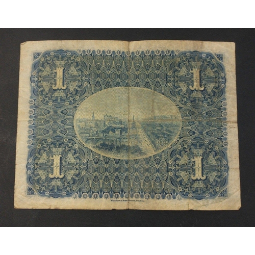 133 - Scottish Banknote - NATIONAL COMMERCIAL BANK OF SCOTLAND 1909 £1 In good collectible grade. Signs of... 