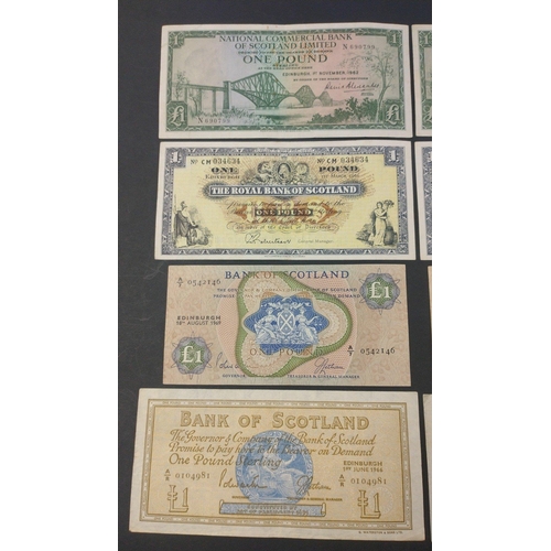 136 - Scottish Banknotes collection - One BRITISH LINEN BANK £5 from 1964 and 9x assorted £1 notes in good... 