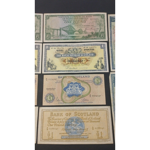 136 - Scottish Banknotes collection - One BRITISH LINEN BANK £5 from 1964 and 9x assorted £1 notes in good... 