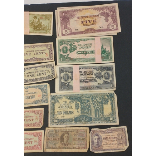 140 - Banknotes - An interesting collection of JAPANESE GOVERNMENT wartime occupation notes in dollars, ru... 