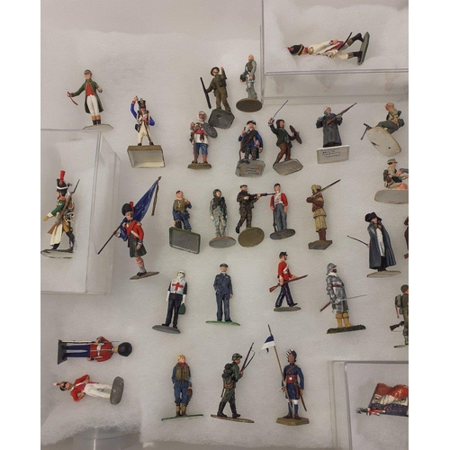 184 - A collection of diecast painted military army figures from various historical eras. Most have regime... 