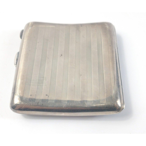 193 - Silver cigarette case with full hallmarks for Birmingham 1919 but with scratches and dents.  Total g... 