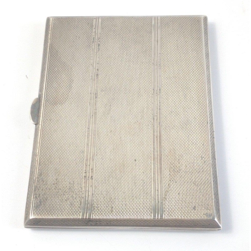 194 - Silver cigarette case with full hallmarks for 1920.  Engine turned with gilt interior and amateur in... 