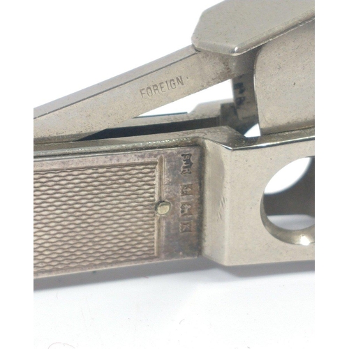 197 - A CIGAR CUTTER with silver handle grips hallmarked for BIRMINGHAM 1959 by the makers S.J. Rose &... 