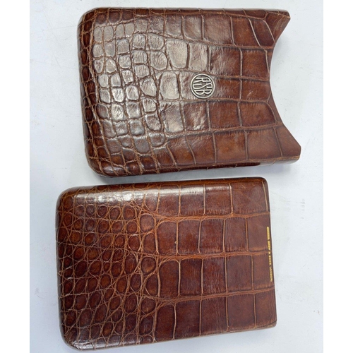 198 - A top quality CIGAR CASE in crocodile skin by London makers Drew & Sons, the case will hold 6 la... 