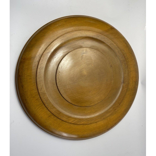 233 - Attractive vintage German fruit wood BREAD PLATE.  43cm diameter approx and in lovely condition, may... 