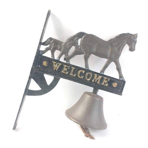 269 - A cast iron door bell ready to make a statement (and a noise) with a horse and foal to welcome all g... 