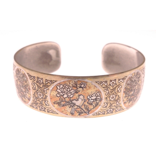 97 - A REED & BARTON Damascene collection 24ct gold electroplate, silver, copper and bronze bracelet ... 